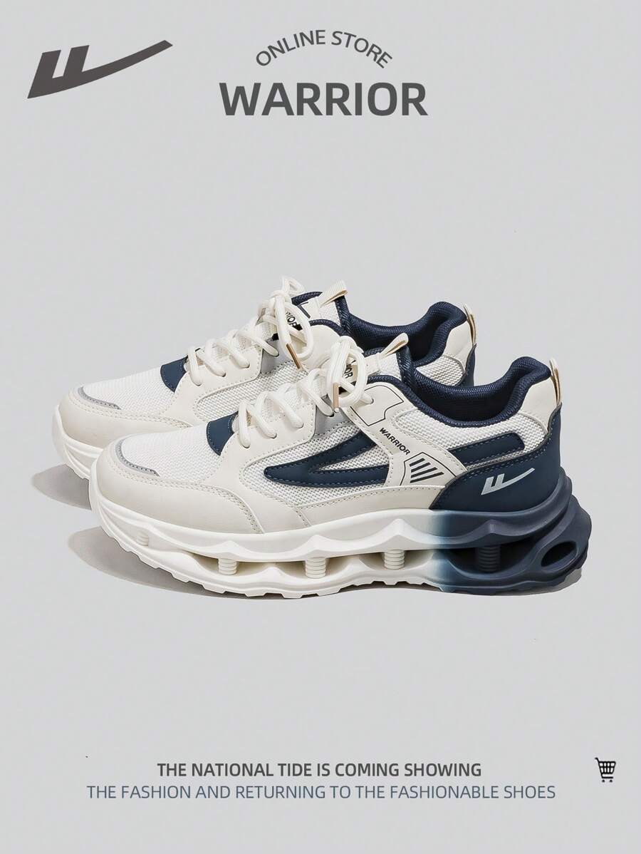 WARRIOR 1 Pair Men's Light Weight Breathable Mesh Sports Shoes, Lace-Up Front, Thick Sole, Low-Top Casual Outdoor Sneakers