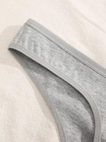 5 pièces Culottes tanga simples de couleur unie avec design en forme de V à la taille pour femmes, sous-vêtements pour dames - Multicolore - Voir 4