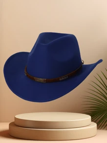 1 szt. Jednolity kolor metaliczny nit kontrastowy kolor kokarda kowbojski kapelusz zachodni unisex na podróże swobodny festiwal jazzowy kapelusz, odpowiedni do codziennego użytku - Wielokolorowe - Zobacz 13