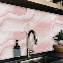 10 pièces Autocollants de sol de motif de marbre de luxe, papier peint en carrelage auto-adhésif en PVC, convient pour la cuisine, le salon, les murs de salle de bain, les sols, les bureaux, les armoires, décoration maison DIY