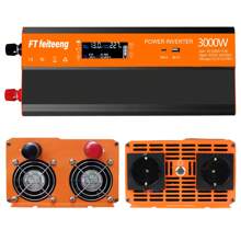 FT feiteeng Inversor de energía de 3000 W de potencia, de 12V a 220V/230V, para automóvil, con puerto USB y pantalla LCD, para suministro de energía de emergencia en automóviles y actividades al aire libre - Gris - Ver 10