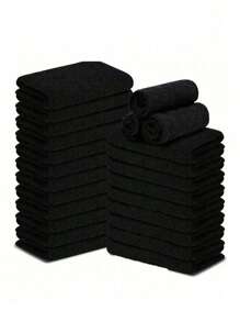 5PCS Bathroom Black Hand Towel And Face Towel Set,Household Solid Color Hand Towel, Super Soft, Quick-Drying, Absorbent And Thick, Absorbent Face Towel, Non-Shedding And Comfortable,Skin-Friendly And Soft Daily Towel Set, For Home Bathroom, Bathroom Supplies - Black - View 1