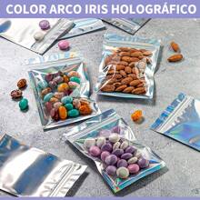 100PCS Bolsas Herméticas Resellables, Bolsas Holografica Reutilizables, a Prueba de Olores, Bolsas de Plástico con Cierre de Cremallera, para Dulces, Especias, Cables