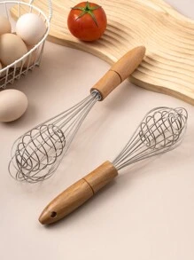 木制手动搅拌器、厨房蛋糕面糊搅拌器、打蛋器、奶油搅拌器 - 彩色 - 查看 6