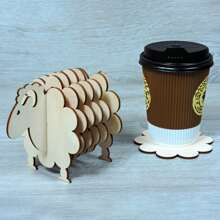 8 件/套木制羊杯垫套装，羊形木制装饰件，适用于餐厅、咖啡厅、酒店装饰、派对礼物、情侣和朋友的礼物 - 彩色 - 查看 6
