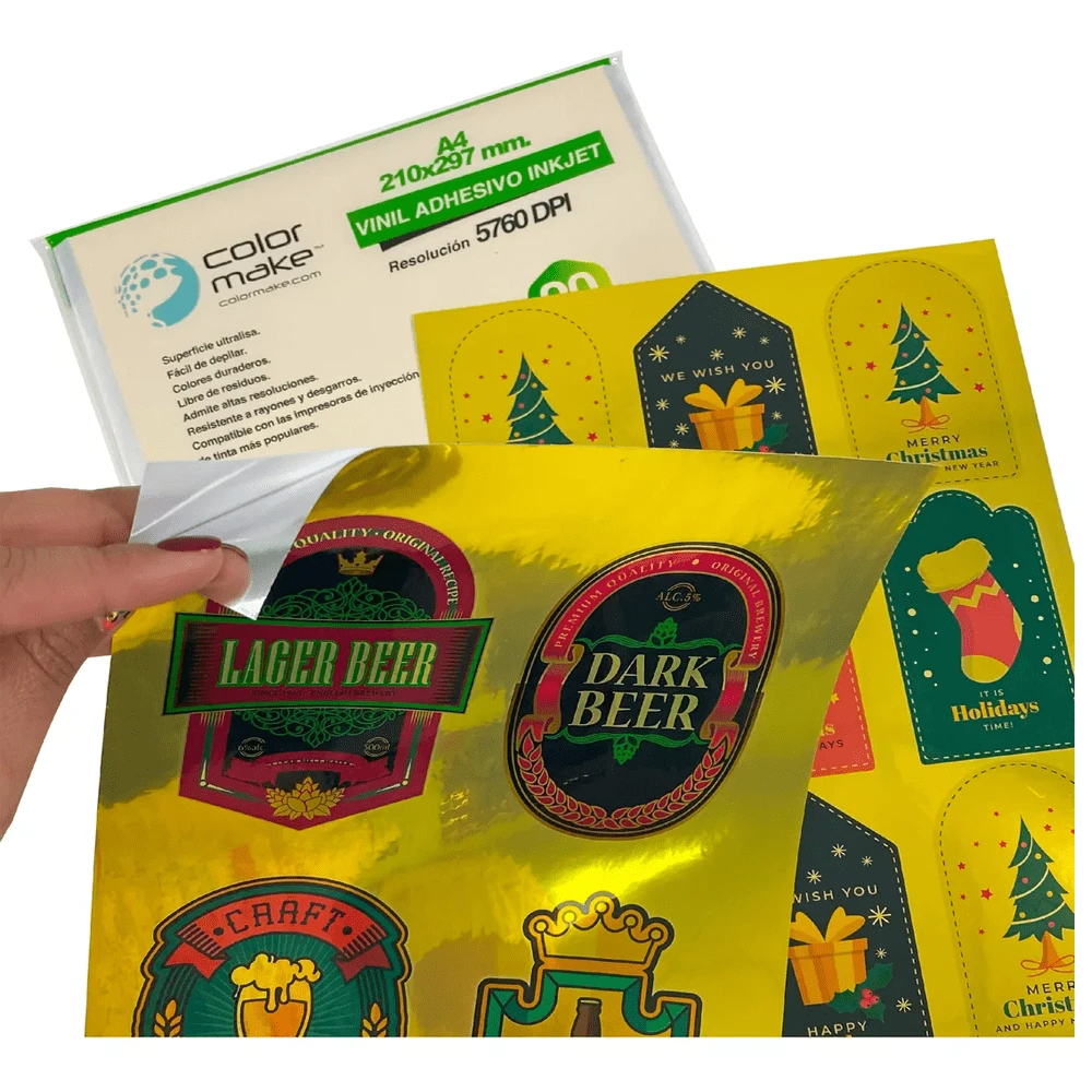 Glossy Gold Inkjet Adhesive Printable Vinyl A4 20 Sheets