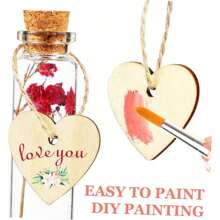 1 caja con 150/300 piezas de set de manualidades con colgantes de llavero de madera con forma de corazón sin terminar, con anillas - Bloques de madera rectangulares para personalizar manualidades de llaveros, adecuados para decoración de llaveros, hacer etiquetas DIY, decoración de equipaje, manualidades navideñas, multiusos, resistentes, regalos lindos y exquisitos, o (10/20/30 sets por paquete - 30/60/90 piezas)