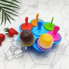 قالب ب- 7 ثقوب لصنع آيس كريم وآيس بوب - صانع وجبات خفيفة مجمدة منزلية بسيطة DIY