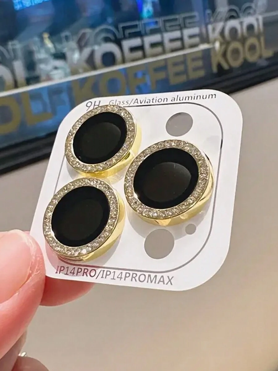 1 Bộ ốp bảo vệ ống kính pha lê sáng bóng, tương thích với iPhone 16/15/14/13/12/11 Pro Max, quà tặng sinh nhật/cho gia đình và bạn bè, pha lê lấp lánh, bảo vệ ống kính, phụ kiện điện thoại, chống nước, chống sốc, chống rơi, chống trầy xước, chống bám vân tay, thiết kế bao phủ toàn diện. - Vàng - Xem 1