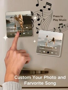 1 pieza, Etiqueta de nevera de acrílico personalizada con música, con tu foto y canción personalizada, se puede reproducir música, etiqueta magnética para nevera, recargable por USB, decoración del hogar, decoración de nevera, regalo de arte musical romántico, regalo de cumpleaños, recuerdo del aniversario de boda, recuerdo de graduación, regalo del Día del Padre y de la Madre, multifuncional, ajustable, decorativa, reutilizable, exquisita, adorable, de alta calidad, moderna, colorida, cómoda, con estilo, personalizada, única, regalos ideales para él, regalos ideales para ella, novio, novia, papá, mamá, familia, amigos, hijo, hija, oficina, sala de té, escuela, hogar, renovación del hogar