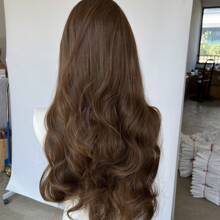 Daily Wear Soft Party Light Brown Heat Resistant Synthetic Hair 13X4 Inch Large Area Lace Front Wigs Long Wavy - Light Brown - View 6