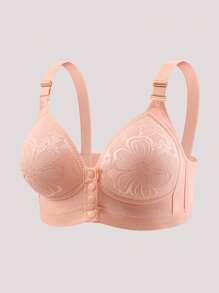 3pcs Lace Patterned Front Closure Wireless Bras For Women - Multicolor - View 5