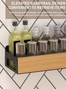 1/2 piezas Estante lateral para refrigerador, estante de almacenamiento de suministros de cocina, estante lateral sin agujero para microondas y horno, accesorios de cocina - Multicolor - Ver 5