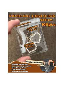 100 个/包迷你戒指袋透明珠宝收纳袋防氧化自封珠宝银饰包装袋 - 無色 - 查看 16