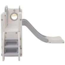 Scivolo 6 in 1 con uno scivolo, due piattaforme, due armadietti da pavimento, canestro da basket e scale - Polietilene ad alta densità (palle oceaniche non incluse)