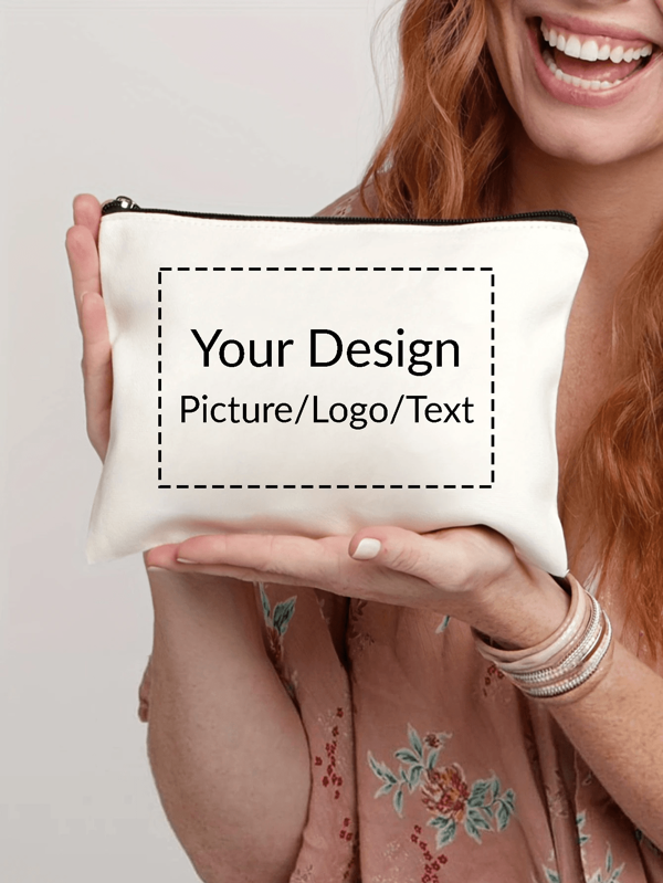 Nova bolsa de cosméticos com padrão aleatório, bolsa de cosméticos com foto personalizada, pode ser personalizada para seu design exclusivo, bolsa de cosméticos leve, à prova d'água, de lona, com zíper, também é perfeita para porta-moedas, estojo de lápis, perfeita para compras, encontros, férias, viagens, festivais, festas ou como um presente Bolsa de maquiagem Organizador de maquiagem para banheiro Dormitório da faculdade Praia Verão Portátil Multifuncional Mulheres Menina Estudante, Boho Vibes