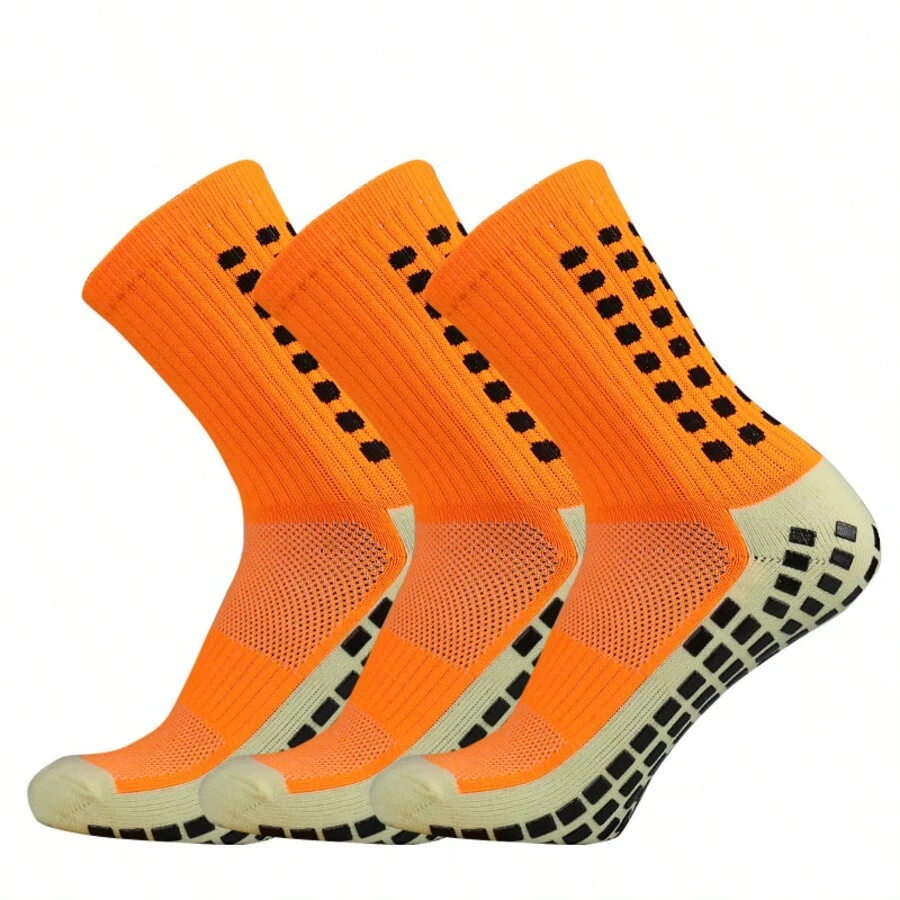 3 Pairs Classic Silicone Football Socks Non-Slip Professional Outdoor Training - Burnt Orange - View 1