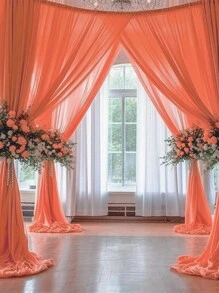 1 pieza de 75*300/600/800cm Cortina de gasa rojo naranja, suministros para decoración de boda, fiesta de cumpleaños, boda y ducha nupcial, telón de fondo de sala para ceremonia y recepción nupcial, decoración multiusos para arco de boda, escalera y respaldo de silla, regalo del Día de San Valentín