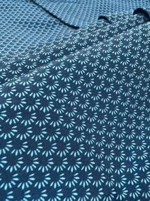 男士经典时尚迷人蓝色底印花长袖衬衫，父亲节礼物，百搭款式，适合所有季节，常规版型，面料略有弹性，秋季 - 藏蓝色 - 查看 5