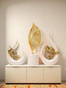 1/2 PCS White Silver Home Decor Accent Ceramic Statue Abstract Sculptures Centerpieces Mid Century Modern Decor For Tables Coffee Table Top Decorations For Living Room Desktop Shelf Dining Room Kitchen,Suitable For Home Decor, Bedroom Decor, Office And Students, The Best Christmas Gift,Wintertime Valentine's Day Gift,Decorative Items For Eid Al-Fitr In The Middle East