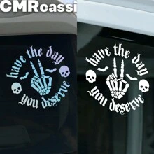 1pc Skeletal Wave Decal, Car Decal, Spooky Car Decals, Wave Decal, Skeleton Hand Decal, Bats Decal, For Girl