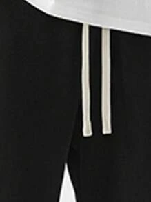 Men's Lightweight Loose Straight Leg Casual Pants, Outdoor Sports Running Fitness Jogging Solid Color Trousers, Spring/Autumn