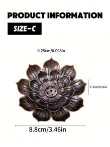 Porta-incenso de metal com flor de lótus e suporte minimalista de madeira, adequado para incensos em bastão e cone, cinzeiro e porta-velas multifuncionais, decoração de aromaterapia interna para meditação, ioga, casa, adequado para Natal, Halloween, Páscoa