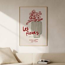 1 幅带框/无框波西米亚植物花瓶复古海报美学中世纪线条画抽象花卉艺术画复古帆布印刷简约墙画适用于宿舍、公寓、客厅、卧室、办公室、现代家居装饰 - 彩色 - 查看 3