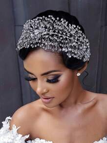 1 pieza Diadema de novia elegante hecha a mano con cristales, accesorio para el cabello de boda/dama de honor, regalo de vacaciones, accesorio del Día de San Valentín