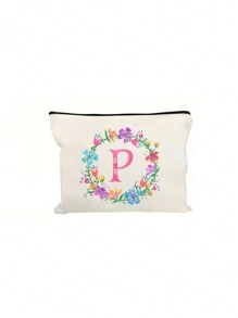 Personalized English Initials Cosmetic Bag,Chic Watercolor Floral Makeup Bag, Simple Zipper Beauty Bag, Versatile Toiletry Wash Bag For Girls Women,Portable, Lightweight & Fade-Resistant ,Travel Toiletry Bag-Pen Bag-Gift Bag, The Best Gift For Mothers, Daughters, Best Friends, Teachers And Friends, Birthdays Gifts,Must-Have Items For Graduation Season, Wedding Season And Other Festivals - Ideal Bridesmaid & Travel Gift - White - View 20