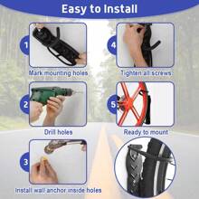 Wall Mount Bike Rack, Vertical Bicycles Hook For Garage, 180°Rotatable Bicycles Hanging Hooks For Indoor Storage, Easy Install Wall-Mounting Bikes Storage Hook, Screws Included - Black - View 7