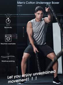 Men's Boxer Briefs 6 Packs Solid Black Shorts Comfortable Stretch Men's Briefs - Multicolor - View 5