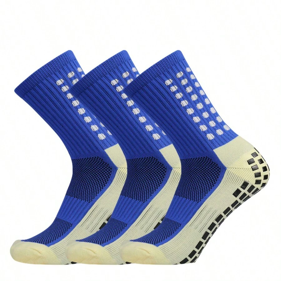 3 Pairs Classic Silicone Football Socks Non-Slip Professional Outdoor Training - 寶藍色 - 查看 1