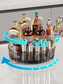 1 pezzo Organizer girevole a 360° in acrilico per spezie di stile semplice da cucina, portasalse e aceti multifunzionale, portaoggetti per frutta da tavolo, organizer per condimenti, per uso domestico, organizer per spezie e organizer per bagno, ampia applicazione