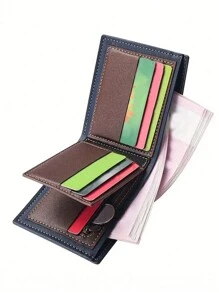 Customizable Men's Wallet, Personalized Name Faux Leather Cardholder, Business Style, Short Bifold - Royal Blue - View 8