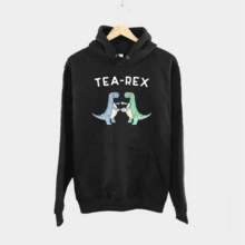 Tea Rex Hoodie Tyrannosaurus Rex Tea Hoodie Tea Rex Dinosaur Hoodie - Black - View 1