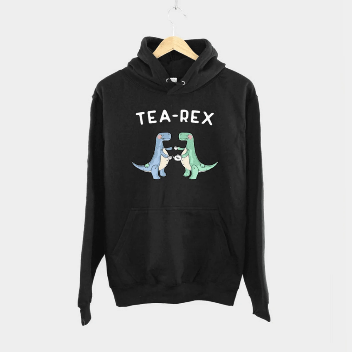 Tea Rex Hoodie Tyrannosaurus Rex Tea Hoodie Tea Rex Dinosaur Hoodie - Black - View 1