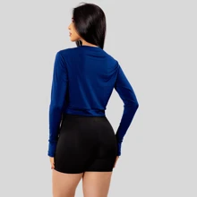 Women's Gym Jacket With Zipper Sun Protection - Navy Blue - View 3