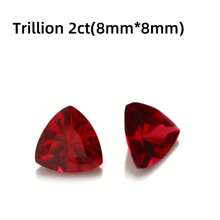 One 100% Lab Grown Ruby Trillion Cut Gemstone For Charms Advanced Jewelry Making Materials DIY - Red - View 7