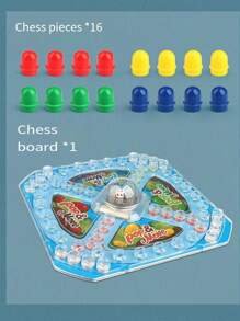 Flying Chess Board Game, Multiplayer Interactive Board Game With Jumping Gameplay - Multicolor - View 3