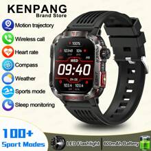 KENPANG 坚固耐用的户外智能手表（接听/拨打电话），适用于 iOS 和 Android 无线通话智能手表，带 LED 手电筒、健身、IP68 防水/睡眠 600mAh 电池 - 彩色 - 查看 18