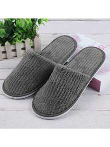3 Pares de Pantuflas de Felpa de Coral a Rayas - Pantuflas Cálidas Unisex Para el Hogar, Spa, Hotel, Viaje, Boda, Salón - Suaves, Antideslizantes y Sin Fragancia