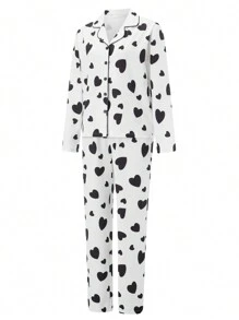 Women's Two Piece Pajama Sets Are Made Of 100% Polyester Material; Lightweight To Skin And Easy To Wash; No Worrying That It Will Do Harm To Your Skin - 黑色 - 查看 3