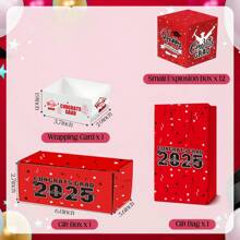 1 Set Caja de regalo con sobre rojo sorpresa y tapa desplegable, apta para cumpleaños, festividades y fiestas