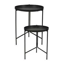 Well Home Wellhome Set Of 2 Round Side Tables In Black Metal Ø31 Ø36cm. Free Shipping In 24/72h - Multicolor - View 1
