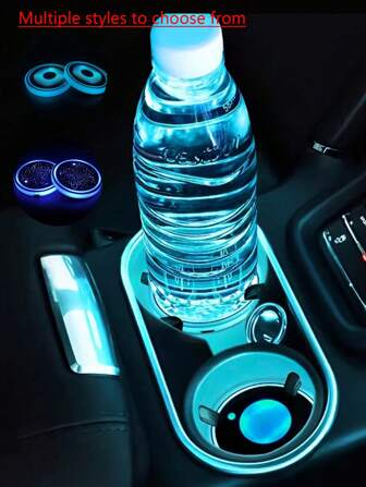2 piezas Portavasos LED luminoso para coche, luces de ambiente cambiantes de colores, cargador USB, posavasos antideslizante