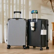 28 Inch Large Capacity Luggage Suitcase With Lock, Portable Travel Case For Easy Travel Bag For School School Accessories School Stuff - Silver - View 4