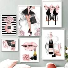 1PC Nordic Posters And Prints Girl Perfume Flower Lipstick High Heels Wall Art Canvas Painting Wall Pictures For Shop Home Decor No Frame