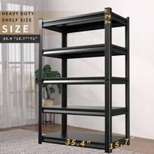 72" H Garage Shelving Heavy Duty 5-Tier Storage Shelves, 2500 Lbs Adjustable Metal Shelving Unit, Utility Storage Rack Shelf For Garage, Basement, Pantry, Black (72 "H X 36" W X 16" D)