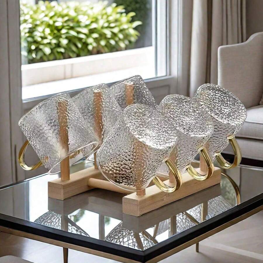 12/6/4/2 Pcs Set 120ml Hammered Glass Cups, High Quality Glass Cups, Tea Cups, Cold & Hot Drink Cups, Suitable For Tea, Coffee, Home, Office, Cafe